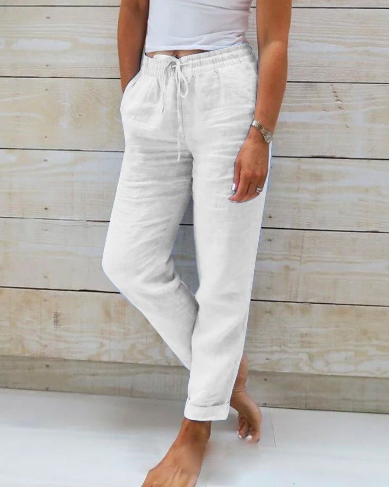 MONIKA | LINEN TROUSERS WITH ELASTIC