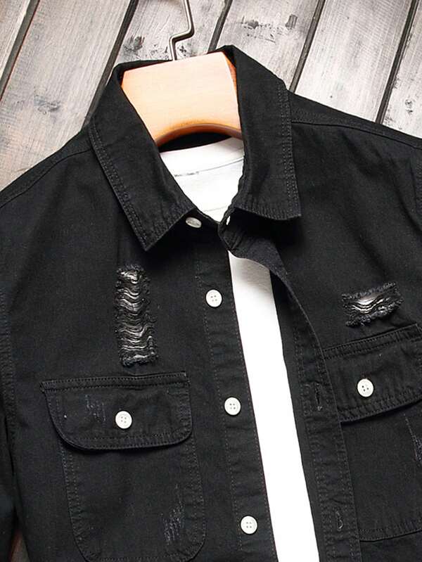 LEGND Cotton Ripped Denim Shirt