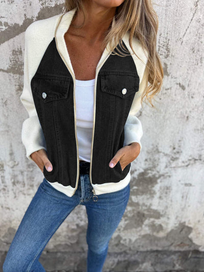 Blondie-Casual V-neck Zipper Jacket