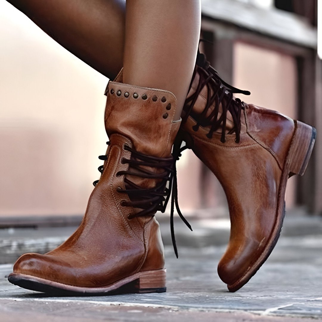 Ella - Leather Lace-Up Boots