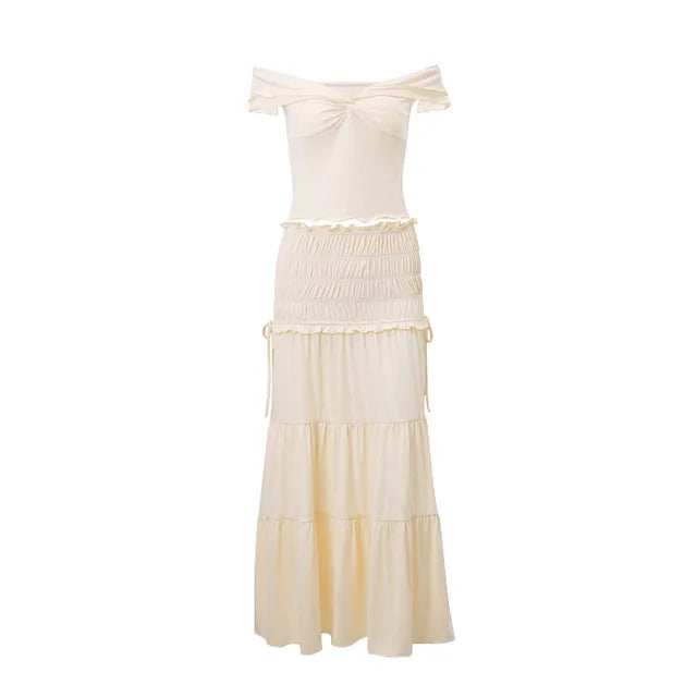 BeachBreeze Ruffle-Crop Top and Skirt Set