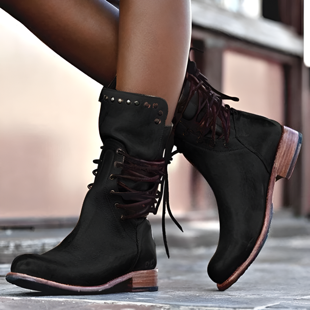 Ella - Leather Lace-Up Boots