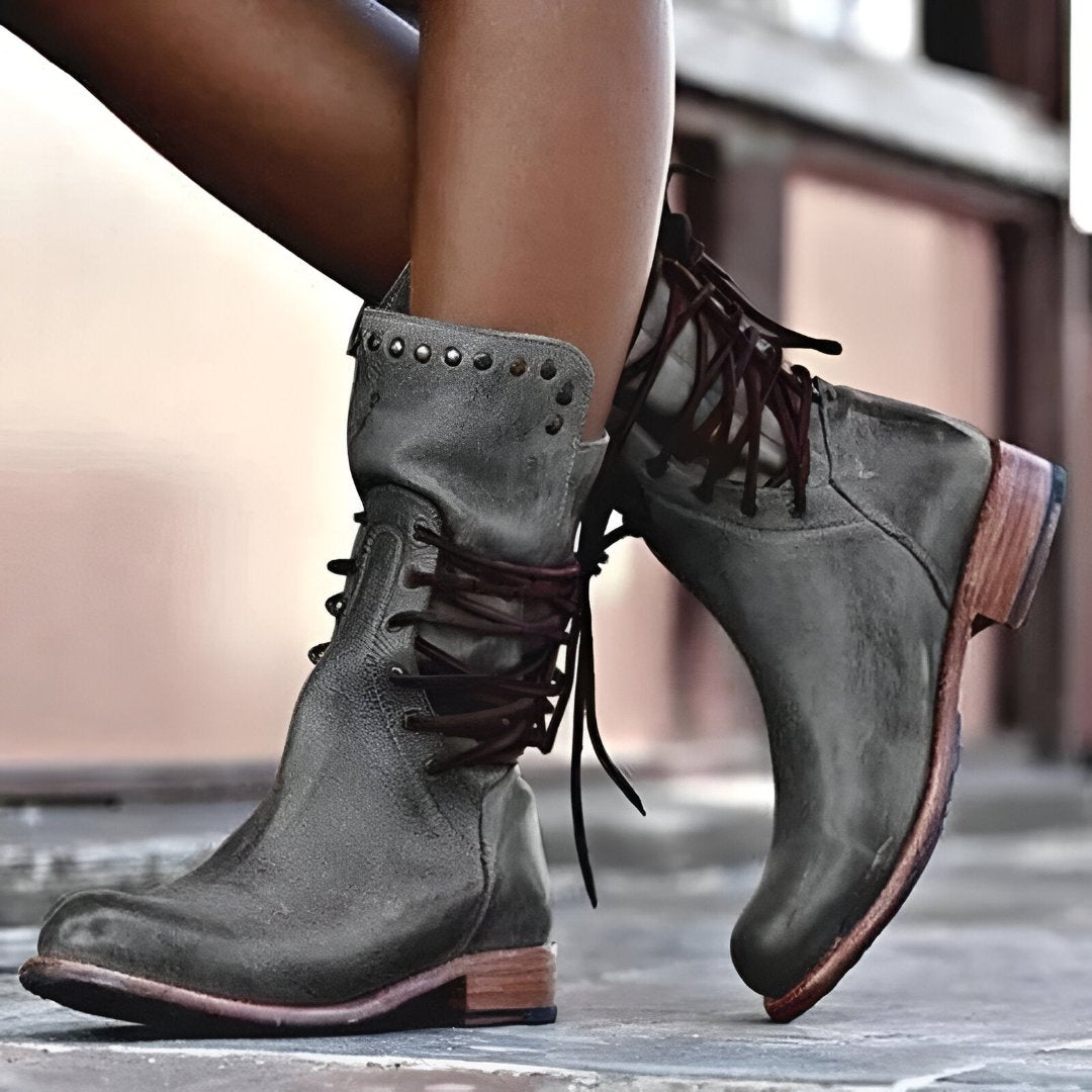 Ella - Leather Lace-Up Boots